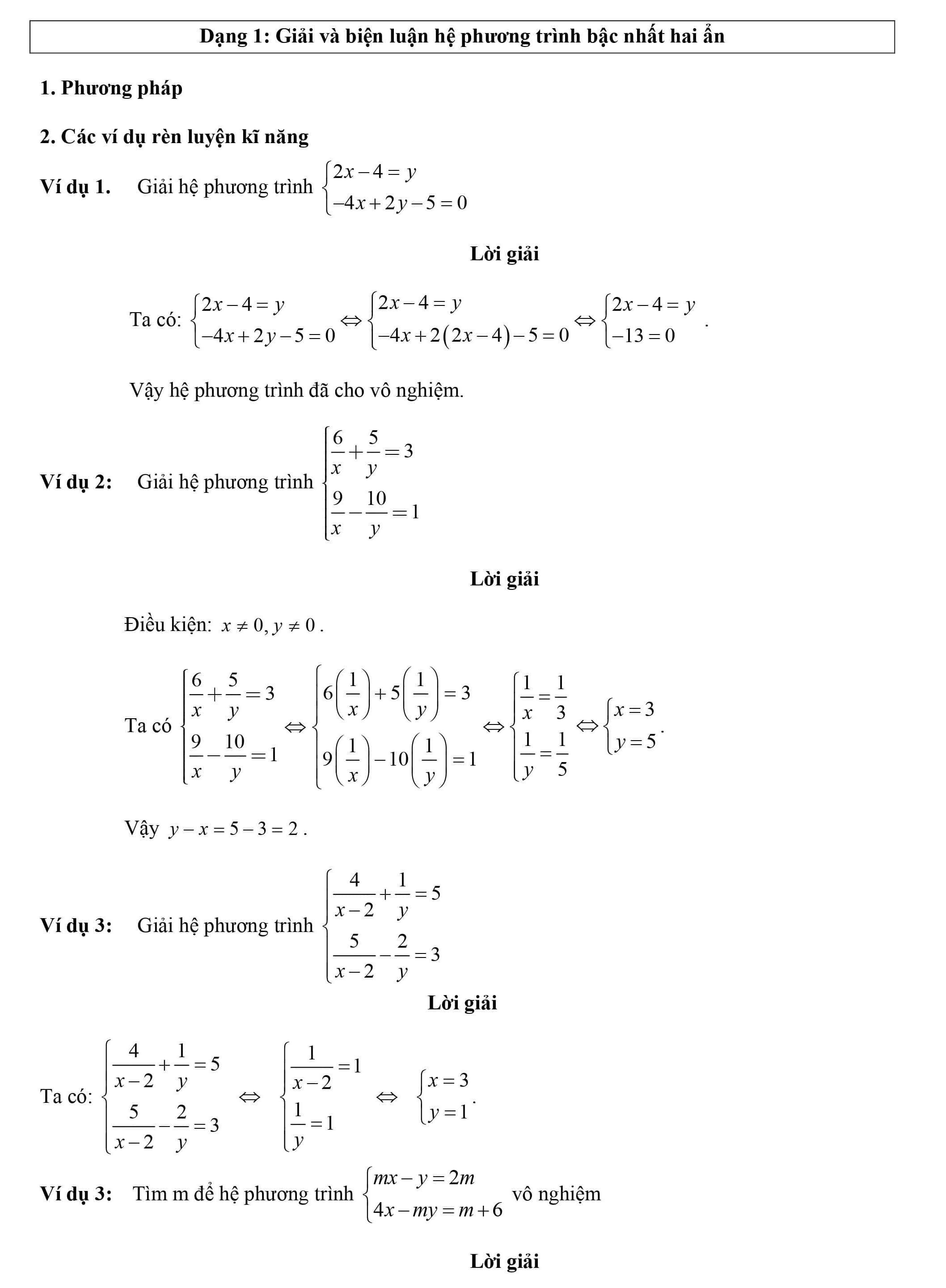 Giải và biện luận hệ phương trình bậc nhất hai ẩn 8